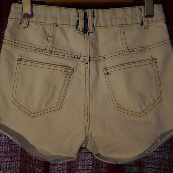 High Rise Bleached Denim Shorts - Picture 2 of 2
